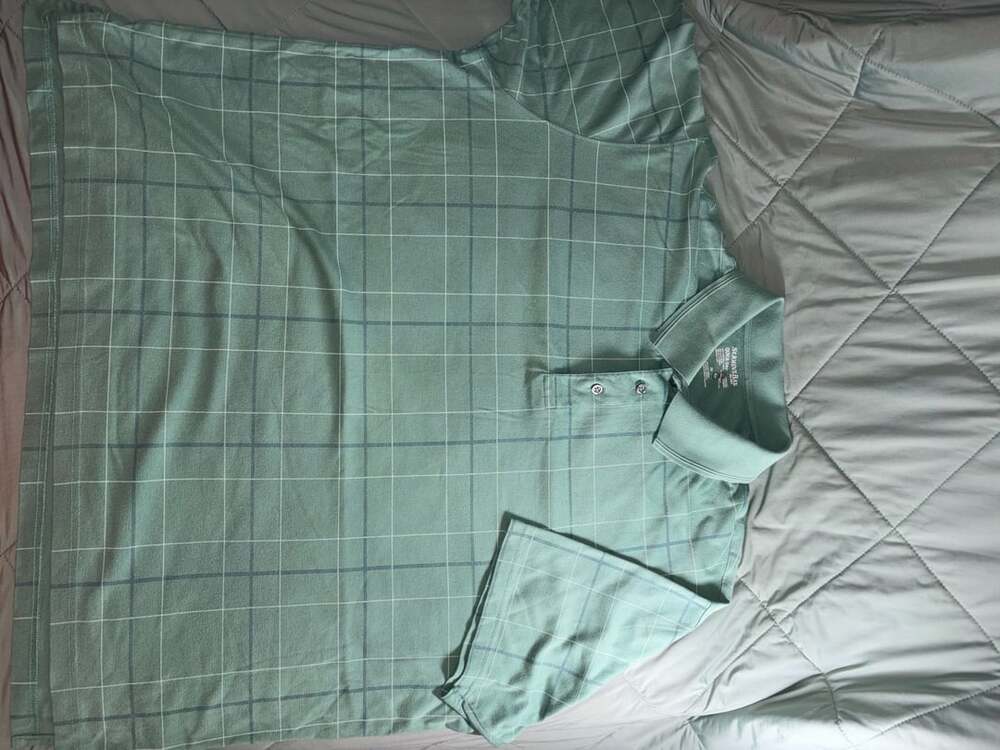 St. John's Bay Quick-Dri Polo Shirt Size 2XL Green Plaid Performance
